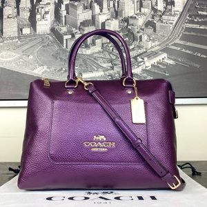 Coach Satchel Metallic Purple Raspberry Leather Purse Handbag